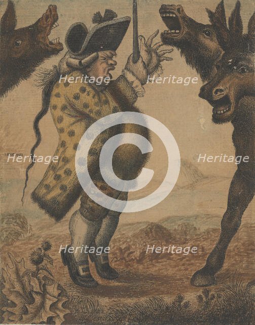 Mr. Alexander Campbell, Organist, Conducting Three Braying Asses, 1782. Creator: John Kay.
