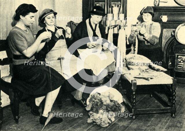 'Spindle-Spinning Wool Gathered from the Hedges', 1943. Creator: Unknown.