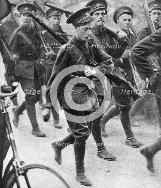 The Prince of Wales marching with the Oxford University Officers Training Corps, c1910. Artist: Unknown