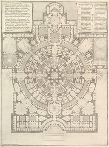 Plan of a spacious and magnificent College designed after the ancient gymnasia of the Gree..., 1750. Creator: Giovanni Battista Piranesi.