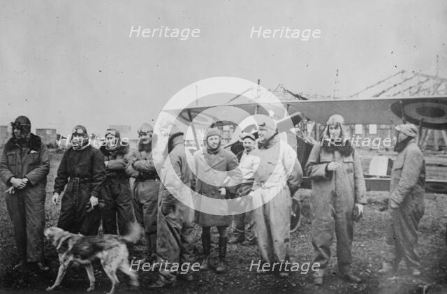 Victor Chapman, Elliott Cowdin, Wm. Thaw, Norman Prince, K. Rockwell, Bert Hall, Lieut..., c1915. Creator: Bain News Service.