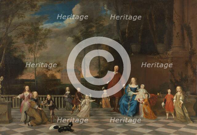 The Amsterdam Merchant Jeremias van Collen (1619-1707) with his Wife and their Twelve Children, 1655 Creator: Pieter van Anraedt.