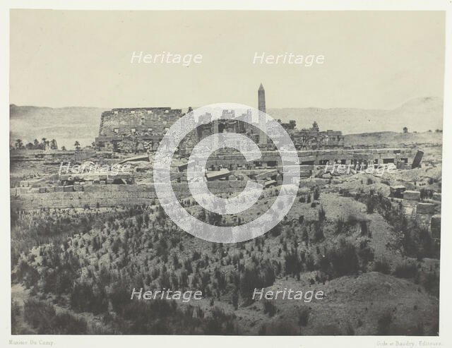 Palais de Karkak, Vue générale des Ruines, Prise a l'est; Thèbes, 1849/51, printed 1852. Creator: Maxime du Camp.