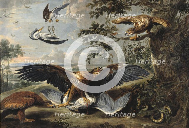 Fight between Eagles, mid-17th century. Creator: Workshop of Pieter Boel.