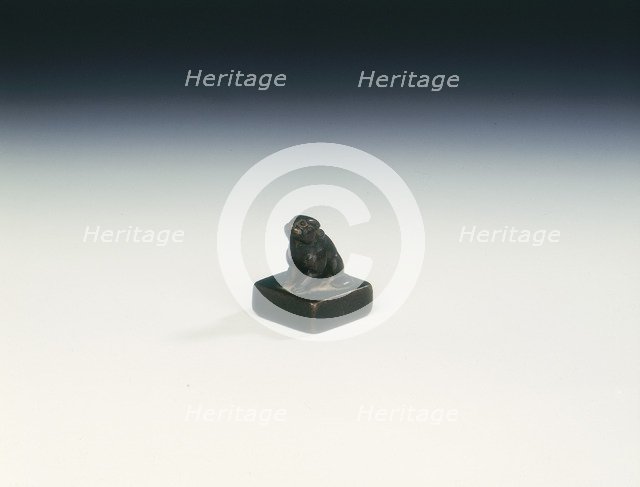 Bronze seal with hare-like finial, China, Ming dynasty (1368-1644) or earlier. Artist: Unknown