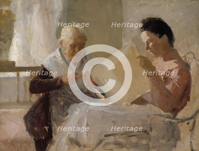 Annie Edelfelt with Fredrika Snygg, 1888. Creator: Albert Edelfelt.