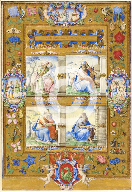 The Four Evangelists, within a Border of Flowers, Birds, and Insects, 1572. Creator: Unknown.