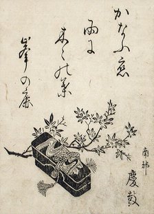 Brush Box and Maple Branch with Poem, c1850. Creator: Unknown.