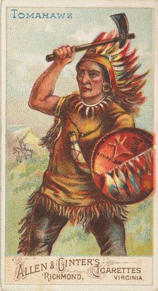 Tomahawk, from the Arms of All Nations series (N3) for Allen & Ginter Cigarettes Brands, 1887. Creator: Allen & Ginter.