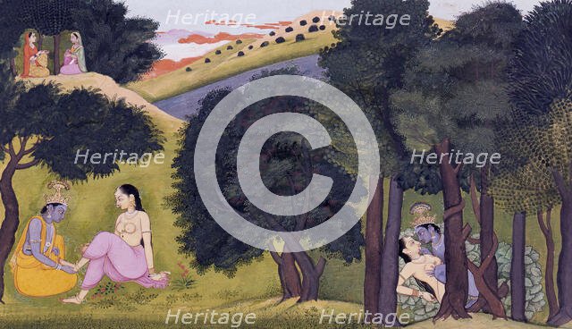 Krishna and Radha as Lovers, from a "Gitagovinda" Series, c1780. Creator: Unknown.