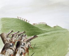Roman soldiers in battle with Celtic tribes, c1st century, (c1990-2010). Artist: Paul Birkbeck.