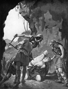 King Constantine I of Scotland being slain by the Danes in 877, c1920.Artist: Margaret Dovaston