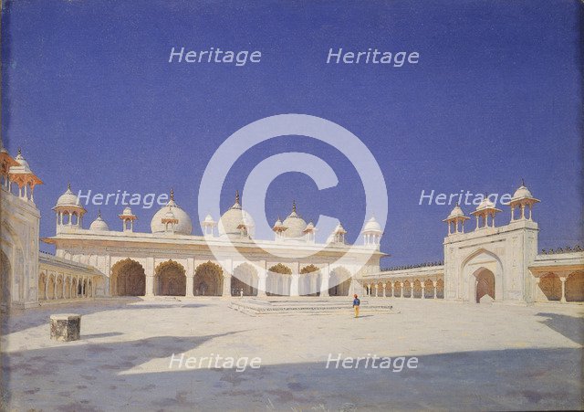 The Pearl Mosque (Moti Masjid) in Red Fort of Agra, 1874-1876. Artist: Vereshchagin, Vasili Vasilyevich (1842-1904)