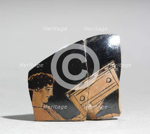 Fragment of a Painted Vase: Maiden Carrying a Coffer, c. 430 BC. Creator: Unknown.