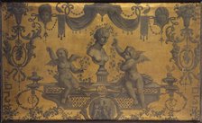 Grotesque decorative panel, two cupids crowning a bust with flowers, between 1801 and 1900. Creator: Unknown.