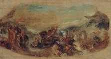 Esquisse pour la bibliothèque du palais Bourbon : Attila suivi de ses hordes barbares..., c1844. Creator: Eugene Delacroix.