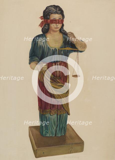 Figure of Justice, c. 1938. Creator: Elmer R. Kottcamp.