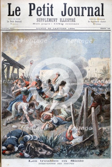 Riots in Sicily, 1894. Artist: Frederic Lix