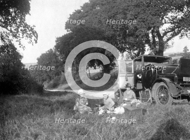 Roadside picnic, c1920s-c1930s(?). Artist: Unknown
