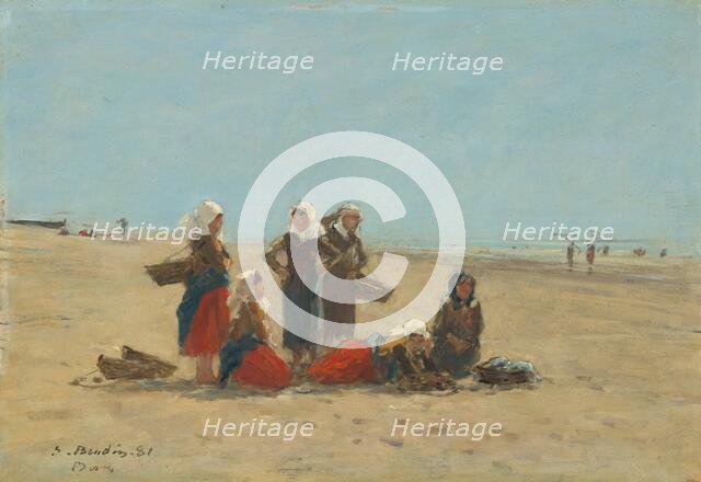 Women on the Beach at Berck, 1881. Creator: Eugene Louis Boudin.