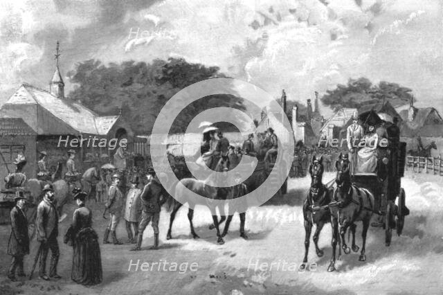 ''The July sales at Newmarket - a sketch in Tattersall's sale paddock', 1890. Creator: Unknown.