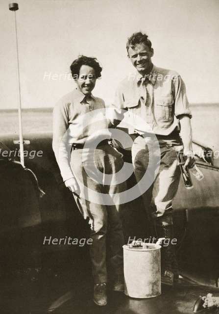 American aviator Charles Lindbergh and his wife Anne after their flight to Japan, 1931. Artist: Unknown