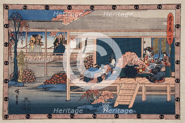 Act IV: Envoys from the Shogun Approach Lady Kaoyo and Group at Enya's..., between c1835 and c1839. Creator: Ando Hiroshige.