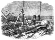 Laird's Graving Docks at Birkenhead: the Hibernia under repair, 1861. Creator: Unknown.