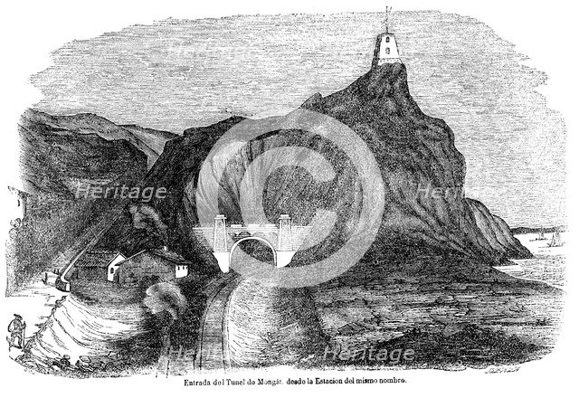Tunnel in Montgat of the railway line Barcelona-Mataró, engraving, 1849.
