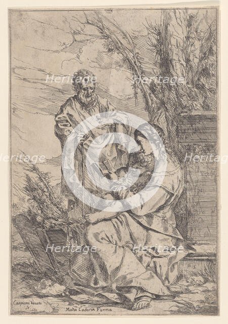 The Holy Family with the Virgin reading a book, 1640-60. Creator: Giulio Carpioni.