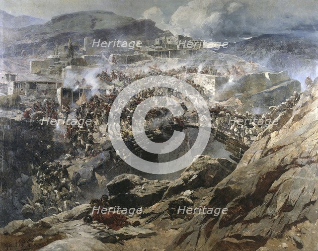 The Siege of Akhoulgo', 1888. Creator: Roubaud, Franz (1856-1928).