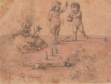 Two Children Playing with a Ball, 1500-1546. Creator: Peter Flotner.