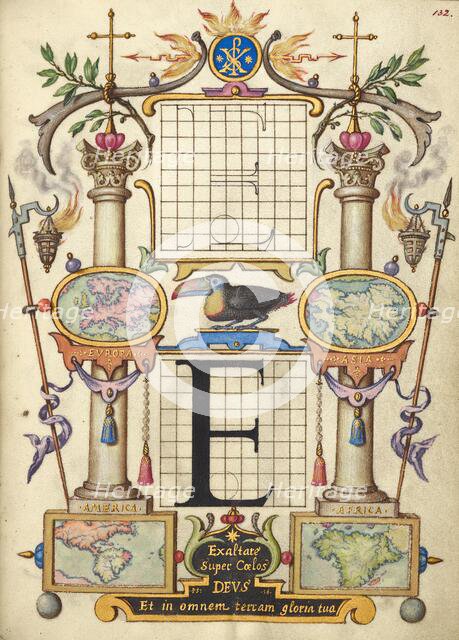 Guide for Constructing the Letter E; Mira calligraphiae monumenta, about 1591-1596. Creator: Joris Hoefnagel.