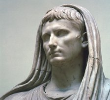 Marble statue of the Emperor Augustus as Pontifex Maximus, 1st century BC. Artist: Unknown