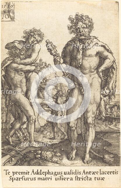 Hercules and Anthaeus, 1550. Creator: Heinrich Aldegrever.