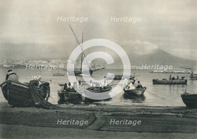 Fishermen putting to sea, Naples, Italy, 1927. Artist: Eugen Poppel.