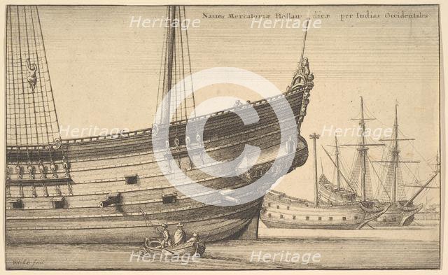 Naues Mercatoriæ Hollan [] dicæ per Indias Occidentales (Dutch West Indiaman), 1625-77. Creator: Wenceslaus Hollar.
