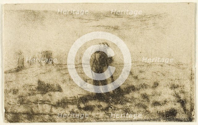 Woman Hanging Out Clothes, c. 1855. Creator: Jean Francois Millet.