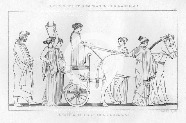 Odysseus follows the chariot of Nausicaa, c1833. Artist: Unknown