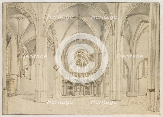 View of the Nave and Choir of the Sint-Cunerakerk, Rhenen, Looking East, 1644. Creator: Pieter Jansz Saenredam.