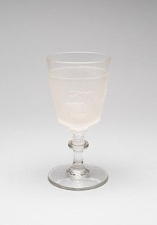 Westward Ho!/Pioneer pattern goblet (fourth of a set of four), c. 1876. Creator: Gillinder & Sons.
