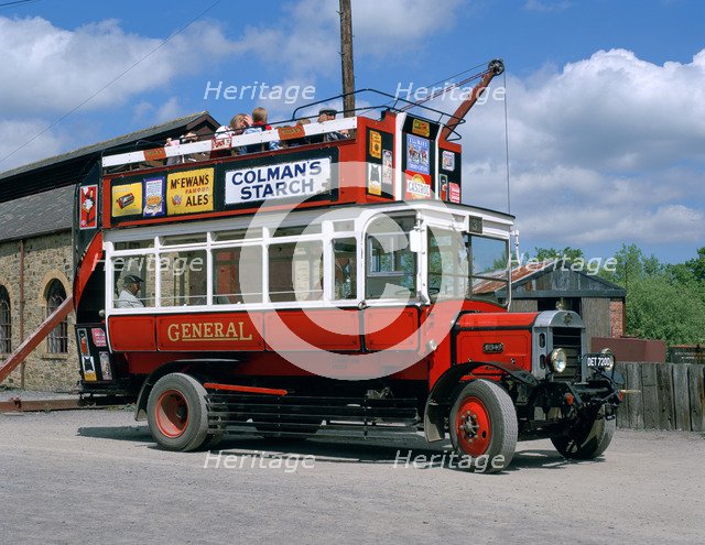 Open top bus, Beamish Museum, Stanley, County Durham.