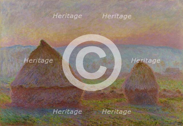 Grainstacks at Giverny. The Evening Sun, 1888-1889. Creator: Monet, Claude (1840-1926).