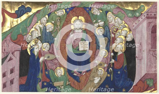 Fragment of a Historiated Initial from a Choir Book: Christ in Majesty, c. 1400. Creator: Michelino Molinari da Besozzo (Italian, c. 1385-1445), attributed to.