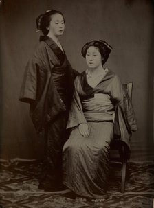 [Geisha with Attendant], 1860s. Creator: Yokoyama Matsusaburo.