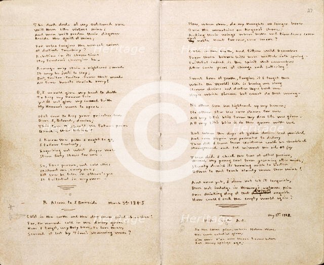 "The Gondal Poems" by Emily Brontë, 1844-1848.  Creator: Emily Brontë.