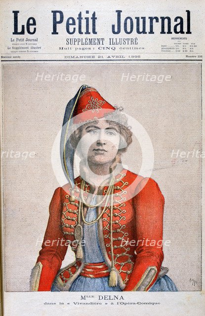 Mlle Delna, portraying a vivandiere in the comic opera, 'La Vivandiere', 1895. Artist: Henri Meyer