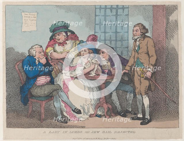 A Lady in Limbo, or Jew Bail Rejected, July 1, 1802., July 1, 1802. Creator: Thomas Rowlandson.