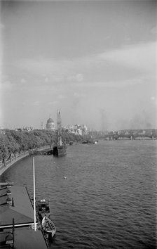 River Thames towards St Paul's Cathedral from Waterloo Bridge, c1945-c1965. Artist: SW Rawlings