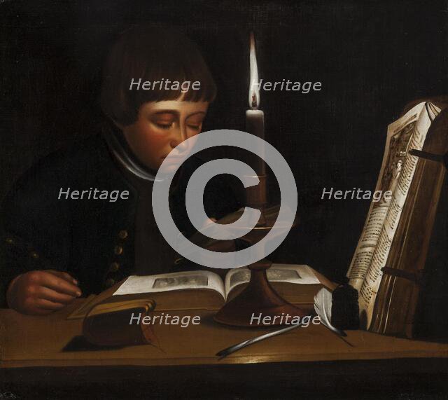 Boy Reading at Artificial Light, 1763-1764. Creator: Jens Juel.